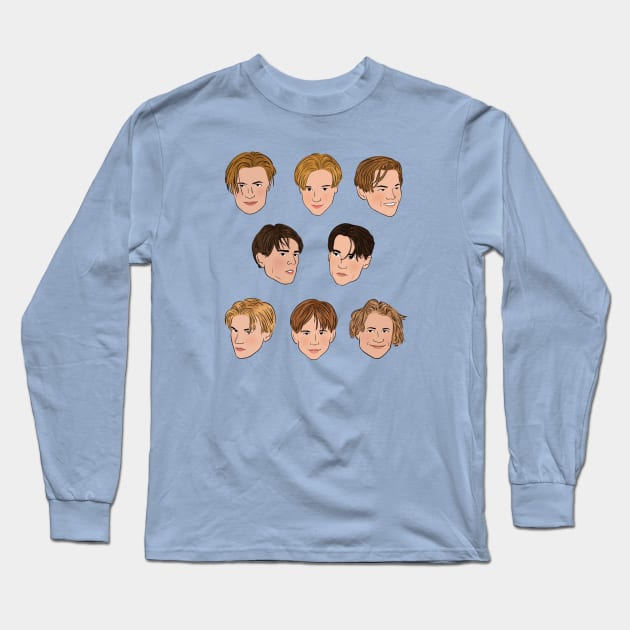 90's Heartthrobs Long Sleeve T-Shirt by Megan Roy